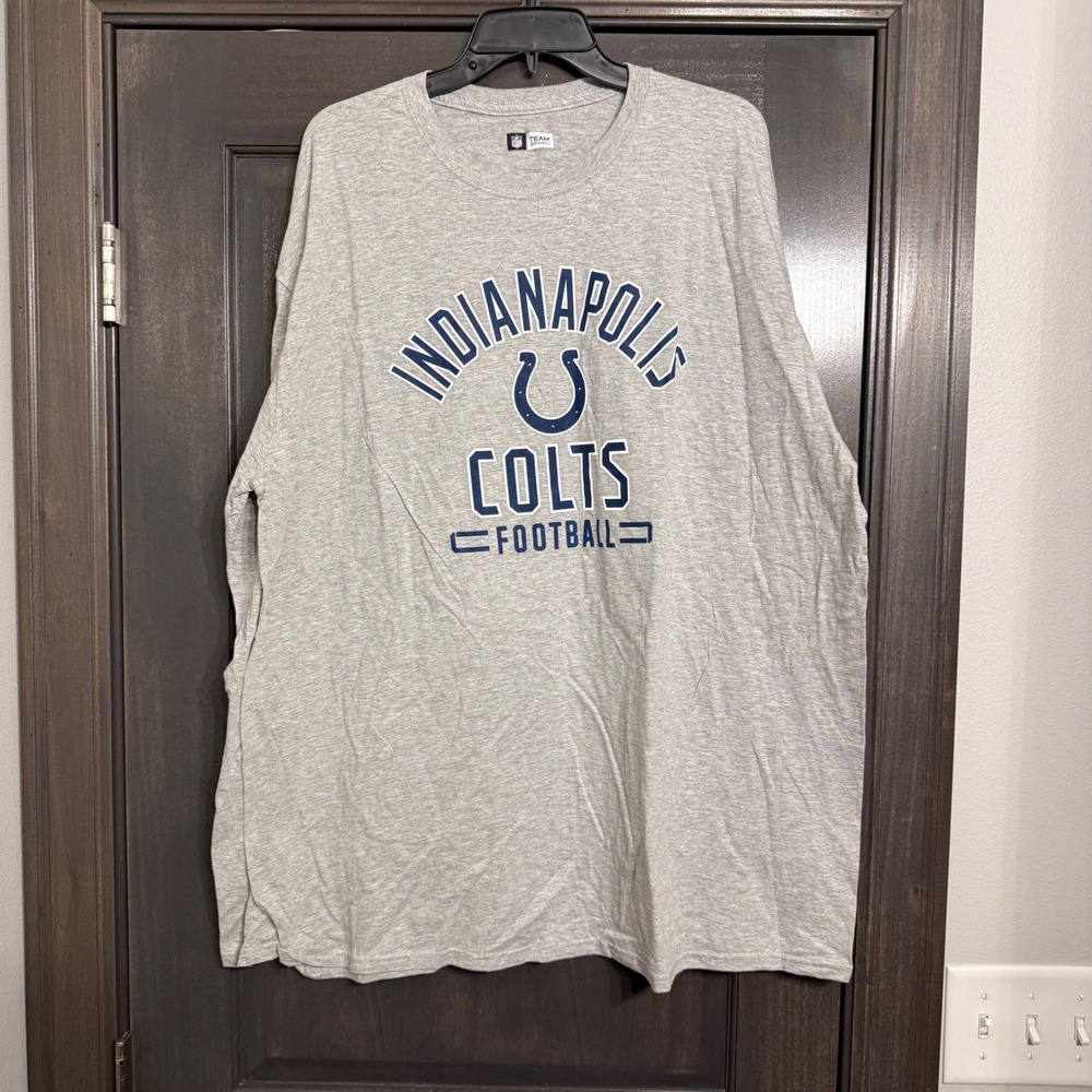 NFL Team Apparel Indianapolis Colts Long Sleeve T-Shirt Mens 3XL Gray Graphic